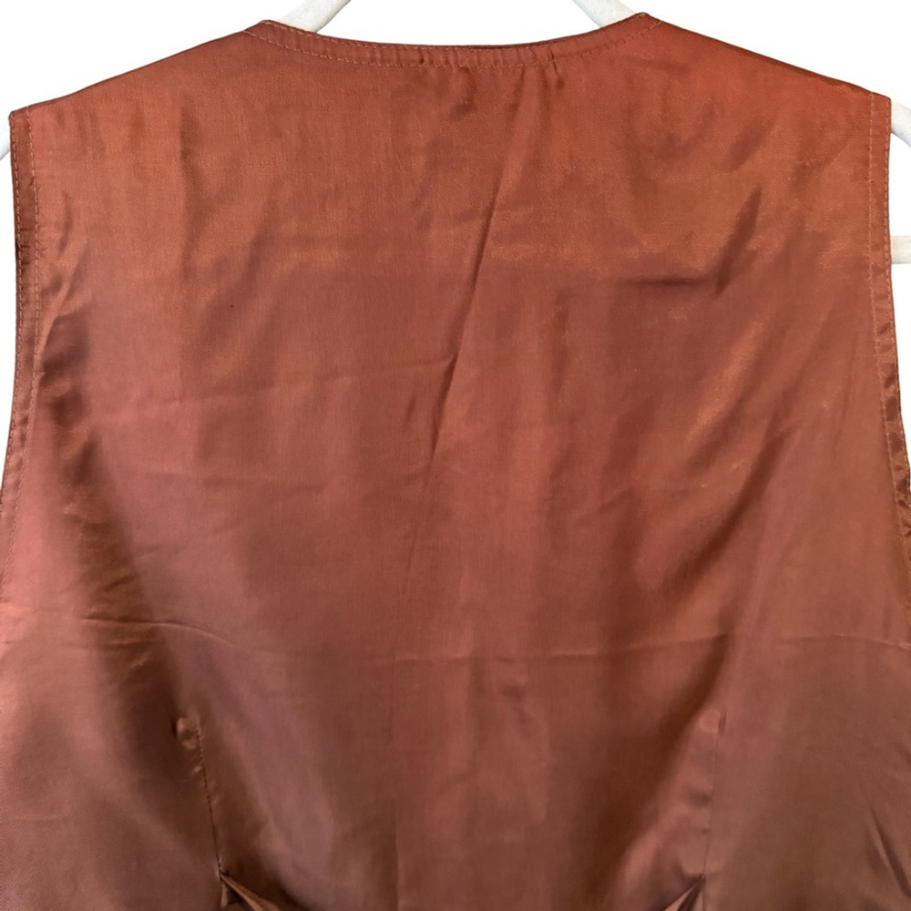 Vintage Leigh Morgan Brown Button Front Women's Vest Size L Retro Minimalist 90s - Picture 8 of 9